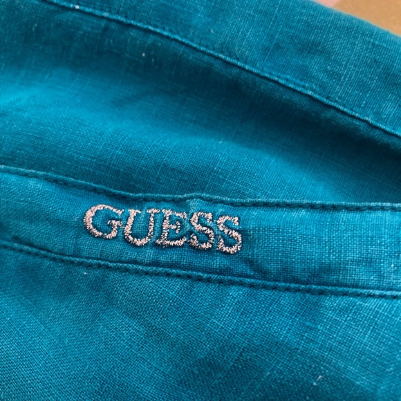 GUESS Linen 👖 pants- turquoise with silver tone details - Picture 7 of 8